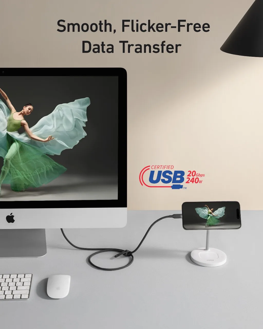 Anker USB4 Gen 2 Cable, 20 Gbps Data Transfer, 4K HD Display, 3 ft Bio-Based 240W Charging USB C to USB C Cable, For iPhone 15