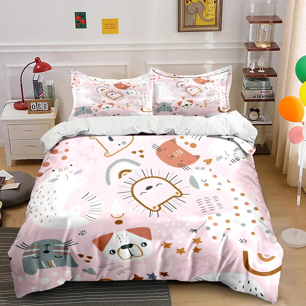 

Cute animals with rainbow patterns Print Bedding Set 1 Duvet Cover 2 Pillowcases for Adult and Children Luxury Gift Full Size