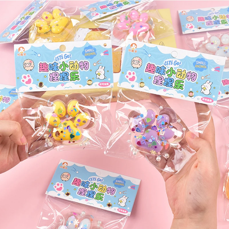 Transparente Kristall Katze Pfote Prise Spielzeug Blingbling Langsam Rebound Stress Relief Spielzeug Cube Squeeze Spielzeug Für kinder Erwachsene Geschenk