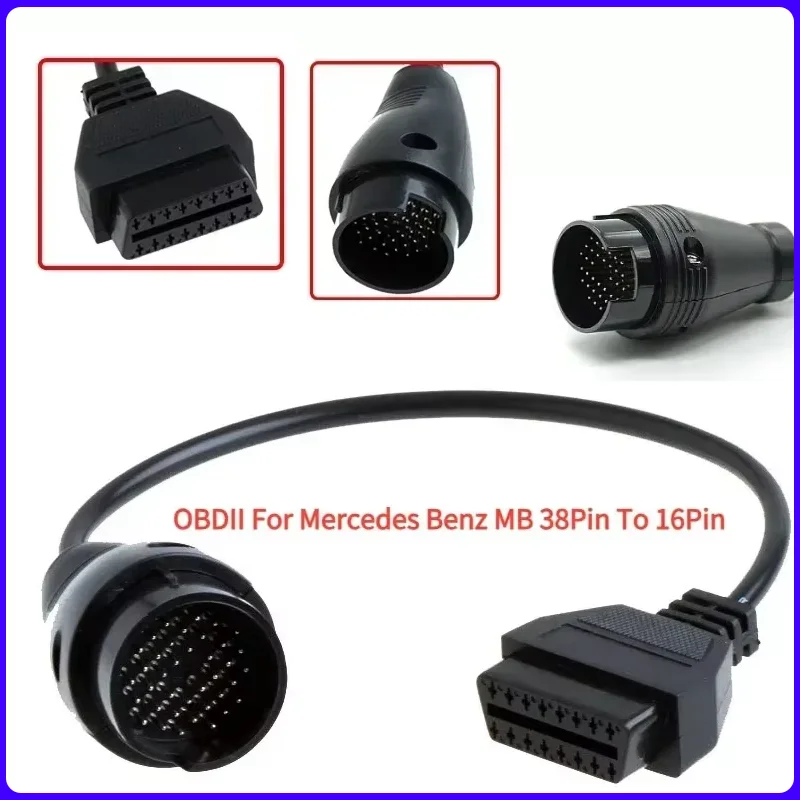 2024 For Mercedes 38Pin to 16Pin Female Connector OBD OBD2 OBDII Diagnosis Connector Extension Cable adapter for Ben z
