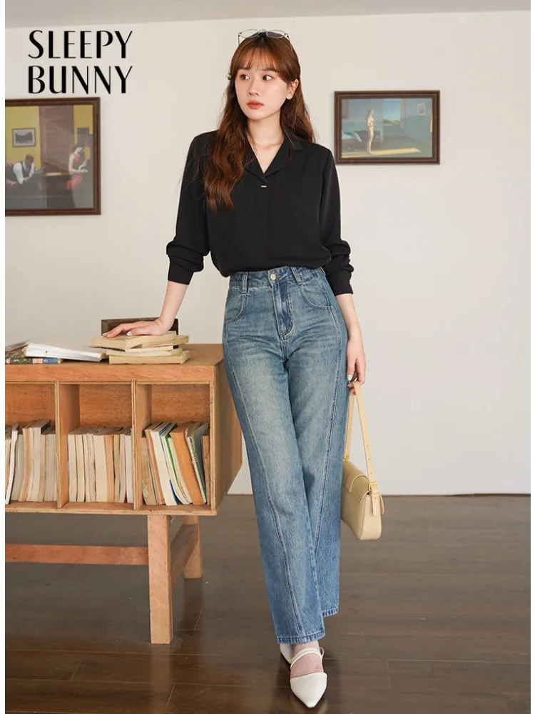 

Элегантная свободная рубашка с лацканами, повседневная офисная блузка для женщин, мягкий драпированный топ для повседневной носки, корейский стиль, пригородный наряд, шикарный миниатюрный