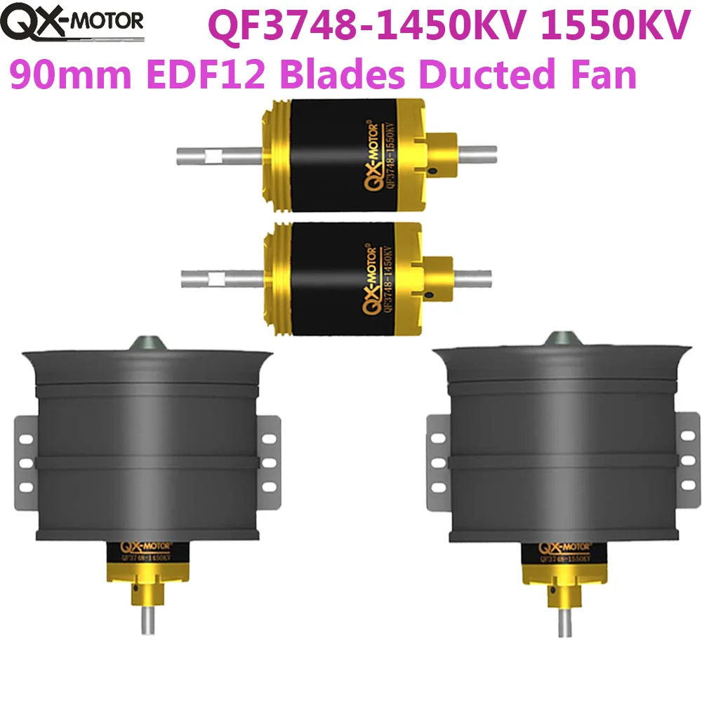 

QX-MOTOR 90mm EDF 12 Blades Ducted Fan CW CCW QF3748 Brushless Motor for FMS Fixed-Wing Airplane RC Drone