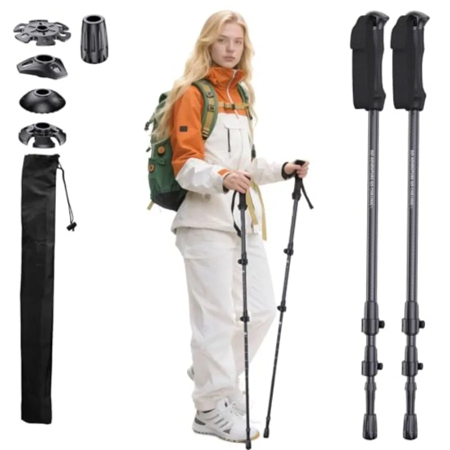 

3K Carbon Fiber Trekking Poles - Collapsible Lightweight Yet Sturdy Hiking Poles with EVA Grip for Men and Women Hikers