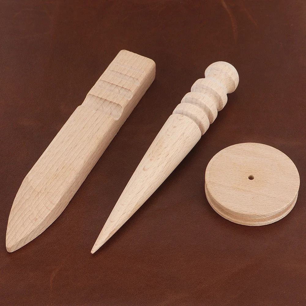 3pc/set Wooden Leather Edge Burnisher, DIY Wood Polished Grinding Tool for Leather Craft Edge Burnishing and Molding Tool Set