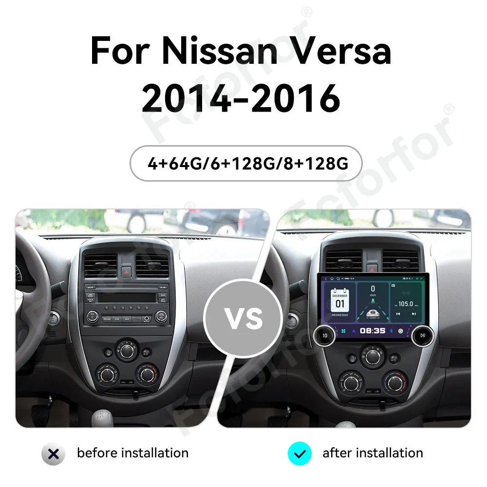 Modern Sleek Ultra Clear HD Touch 11.5 Inch Android 15 GPS Stereo Head Unit With Wireless CarPlay For Nissan Versa 2014-2016