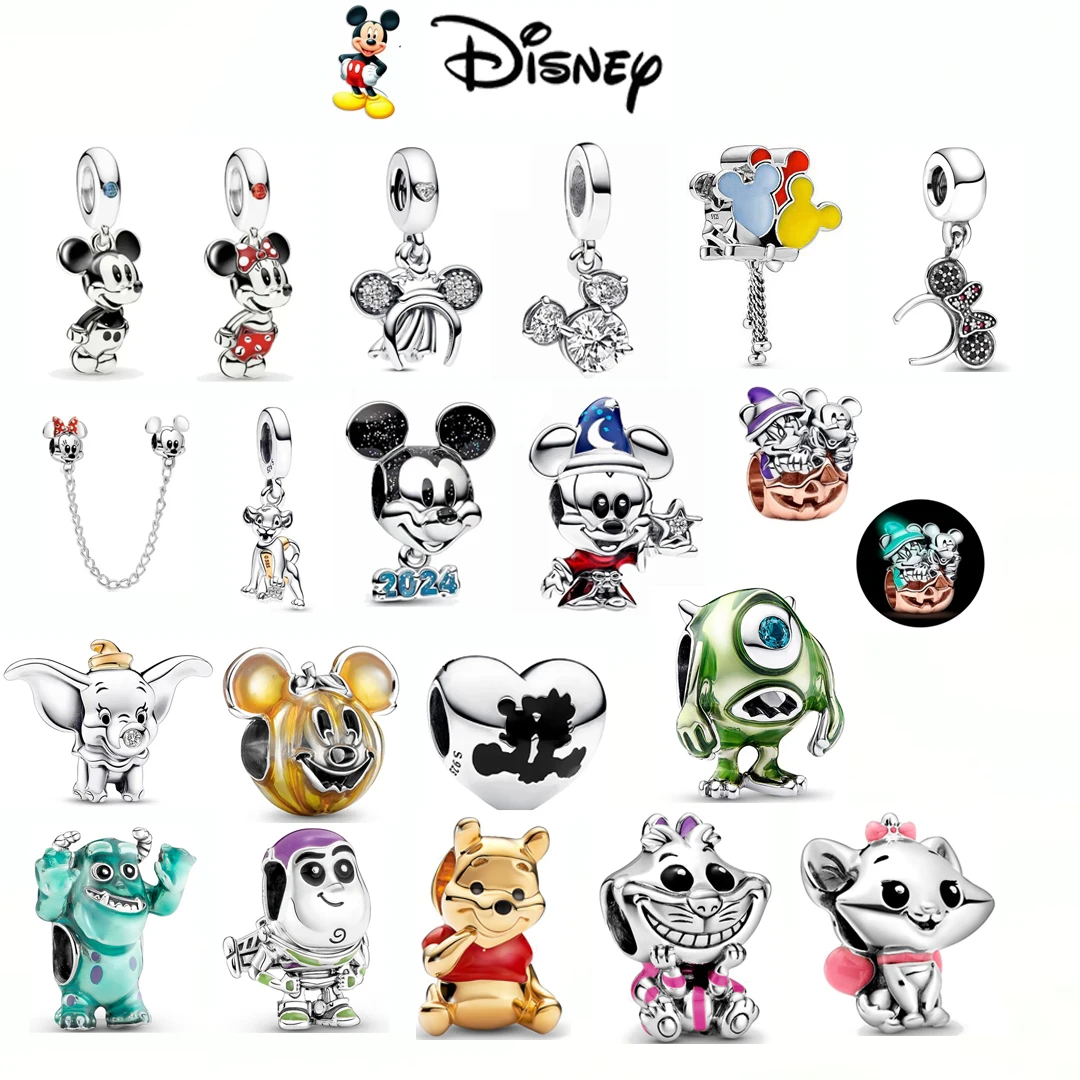 

Disney 925 Sterling Silver Mickey Beads Minnie Love Heart Original Charms Fit Pandora Bracelet For Women Pendant Jewelry Gifts