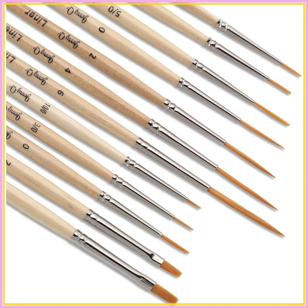 12 Pcs Detail Paint Brushes, Golden Synthetic Hair, High Performance for Oil, Acrylic and Watercolor