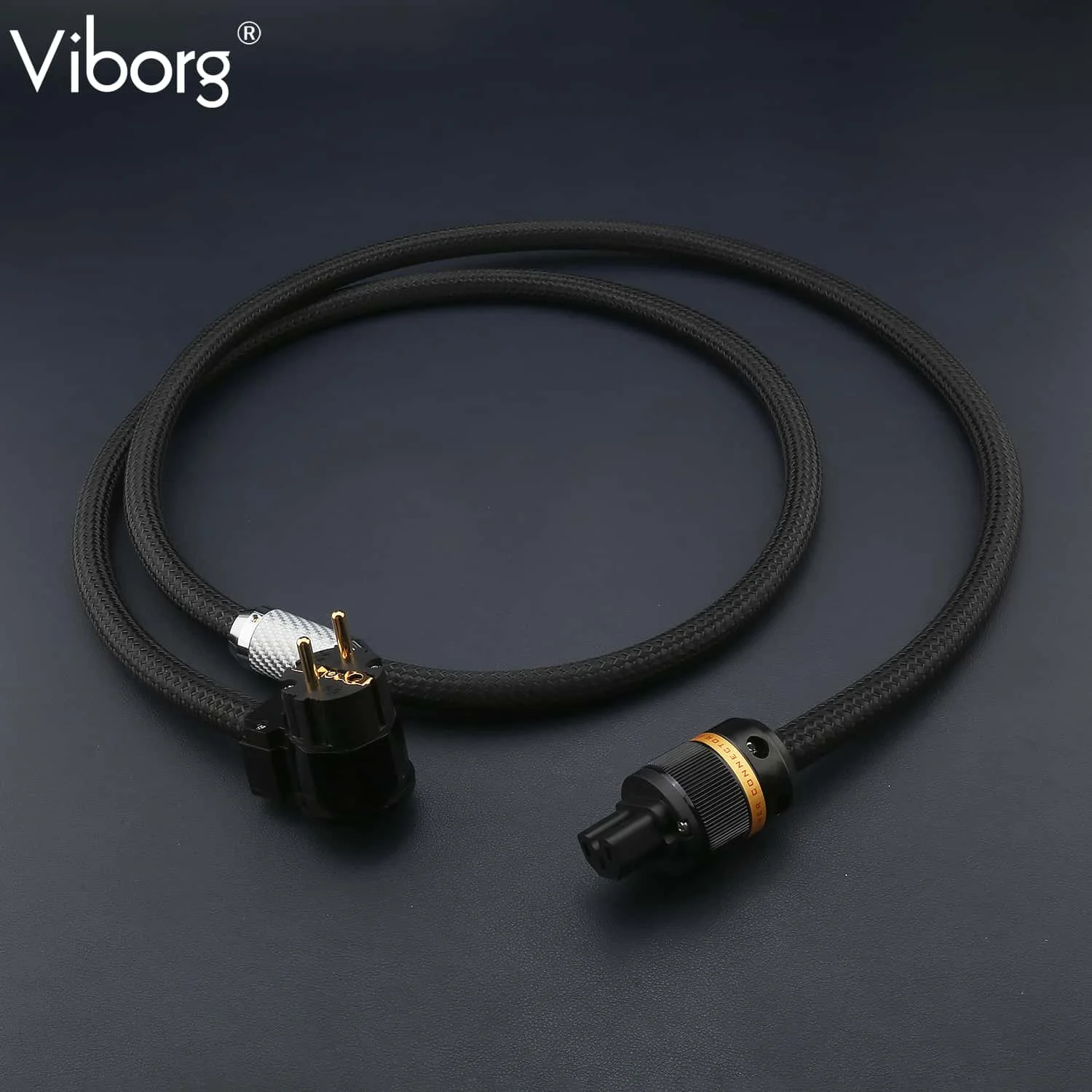 Viborg VP1501 HiFi AC Mains Power Cord 90 Degree EU Schuko to Right Angle IEC C13 OFC Multiplex Copper Cable for Amplifier DAC