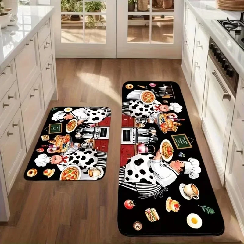 VIKAMA Non-Slip Farmhouse Mat Absorbent Kitchen Floor Vintage Door Mat for Living Room Bedroom Decor