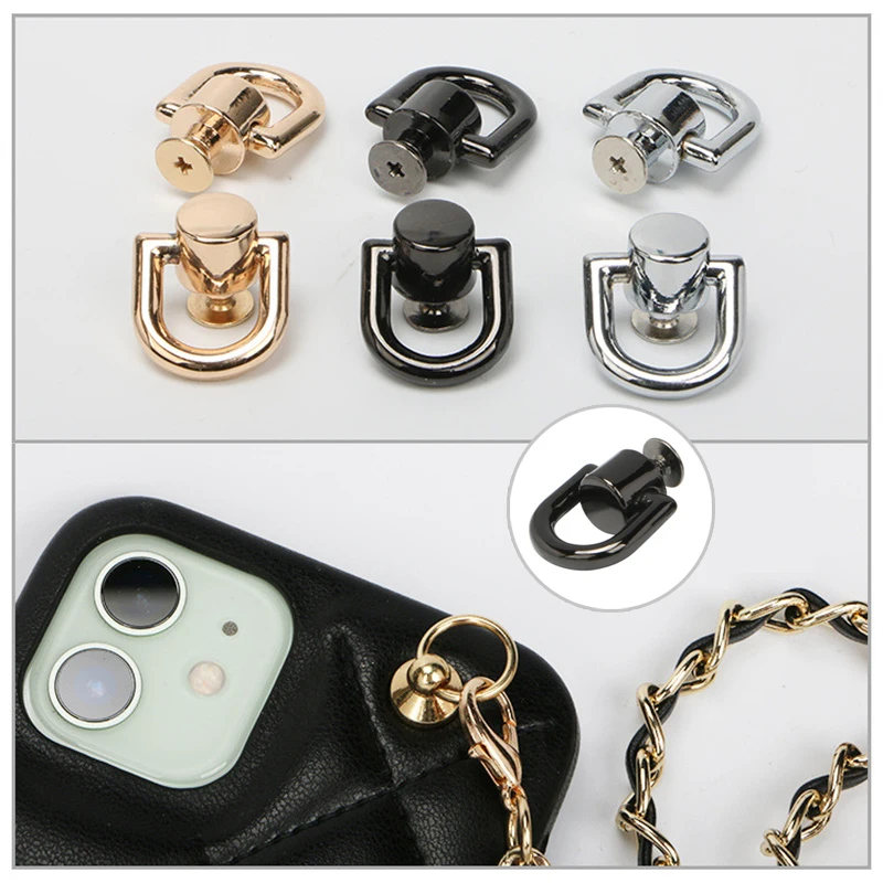 4Pcs Metal D Ring Bag Rivet Studs Detachable Strap Connector Clasp Purse Side Loop Hardware Accessories for DIY Handbag  Making