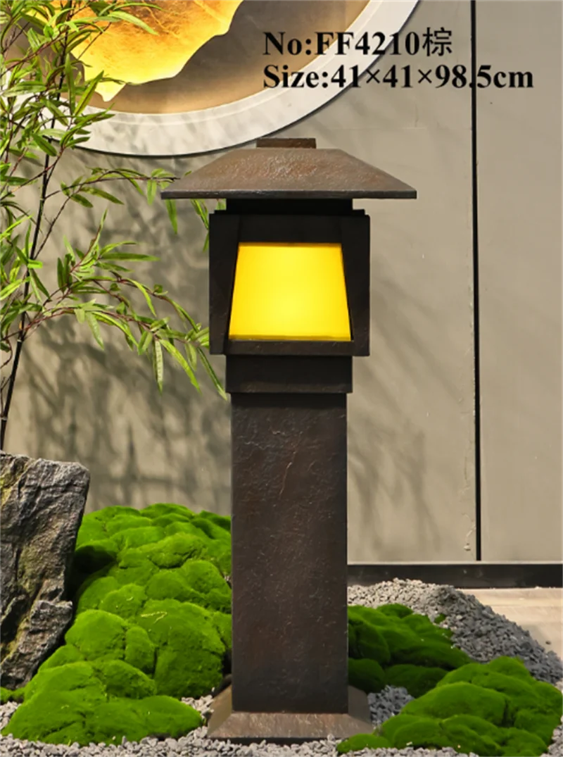 Wholesale Outdoor Waterproof Garden Lights Flame Design Fiberglass Material for Pathway Yard Villa Decoration