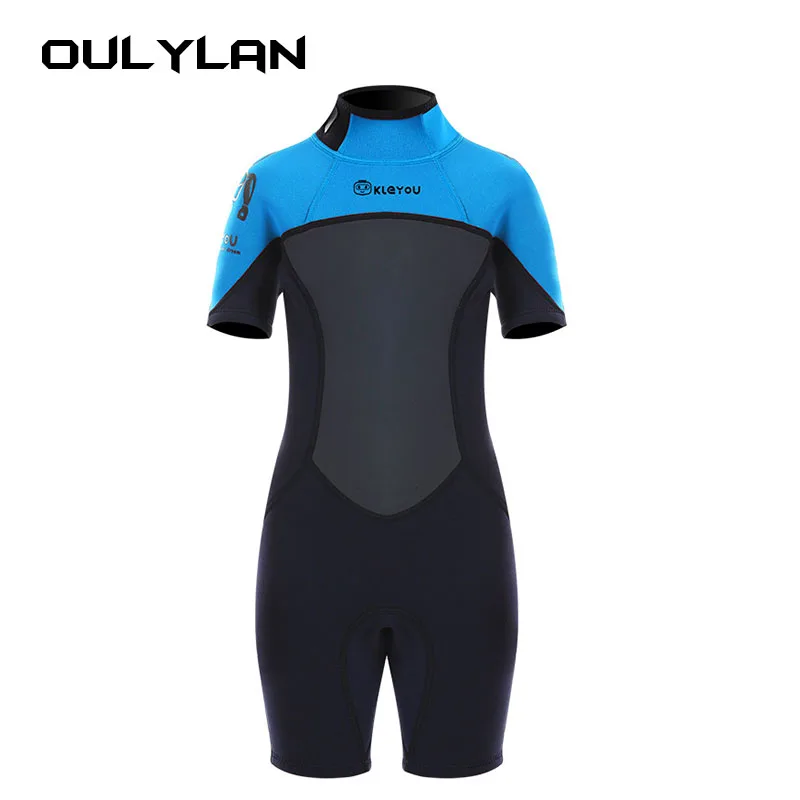 Children's 2.5MM Neoprene Shorty Wetsuit Boys Girls Short Sleeve Swimsuit Kids One-piece Diving Swimming Surfing Snorkeling Suit