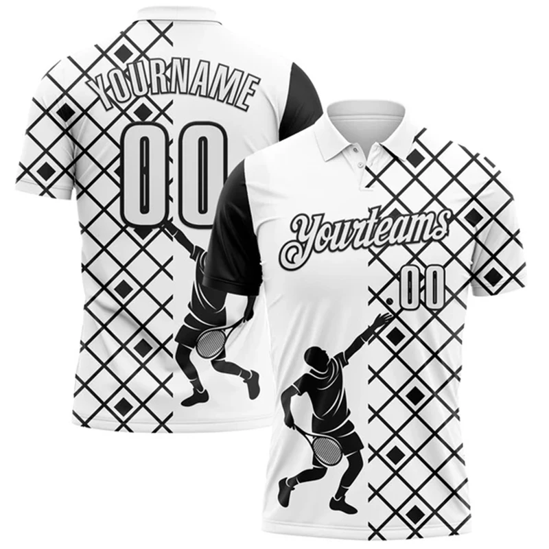 

Custom Name 3D Print Tennis Graphic Men Tennis Polo Shirt Personality Summer Sport Street Polo Shirts New Harajuku Team Uniform