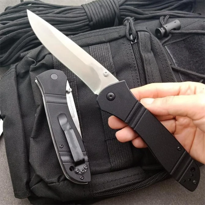 Cuchillo plegable con mango G10 710, hoja D2 de alta dureza, para defensa personal al aire libre, cuchillos de bolsillo de seguridad, Tool-BY01 portátil