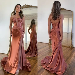 Prom Satin Pleat Cocktail PartyTrumpet Strapless Bespoke Occasion Floor Length