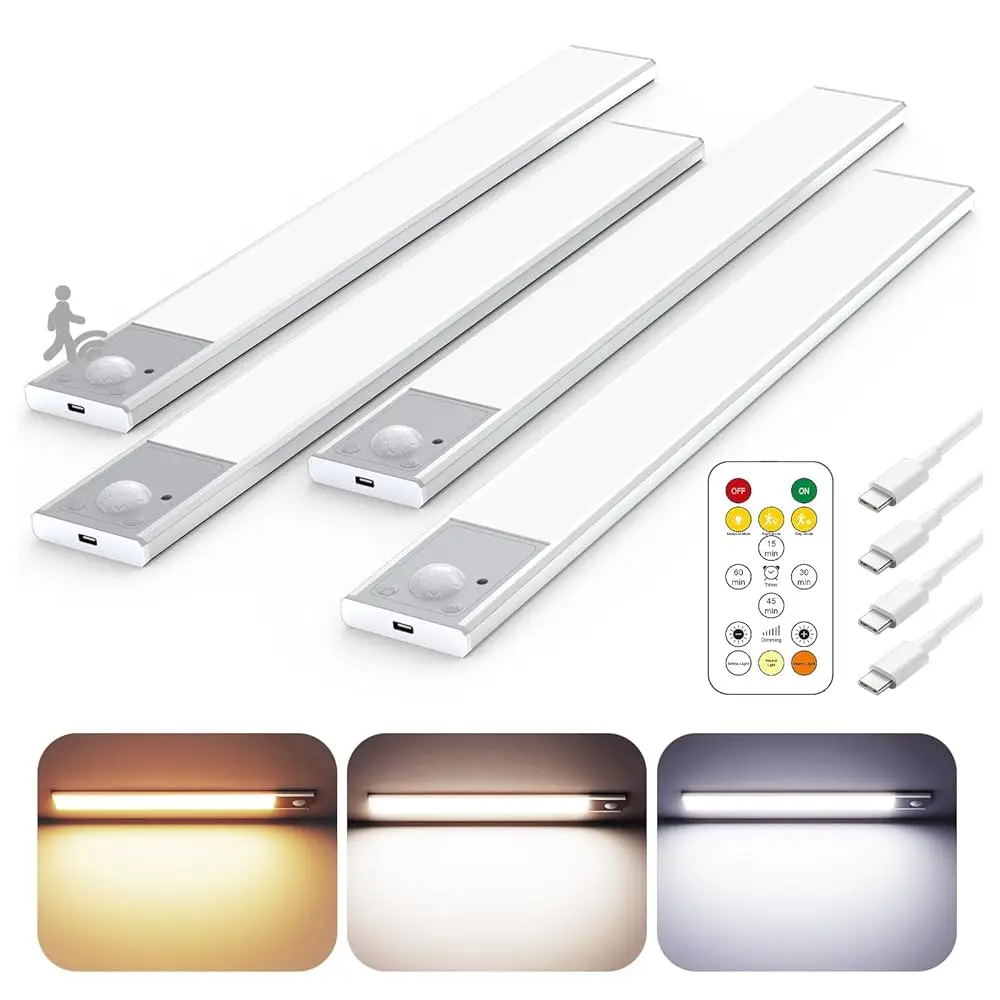 

12"" Thin Motion-Activated Under Cabinet Lighting, Aluminum Alloy Under Counter Lights For Kitchen, 3-Color-Temps Magnetic