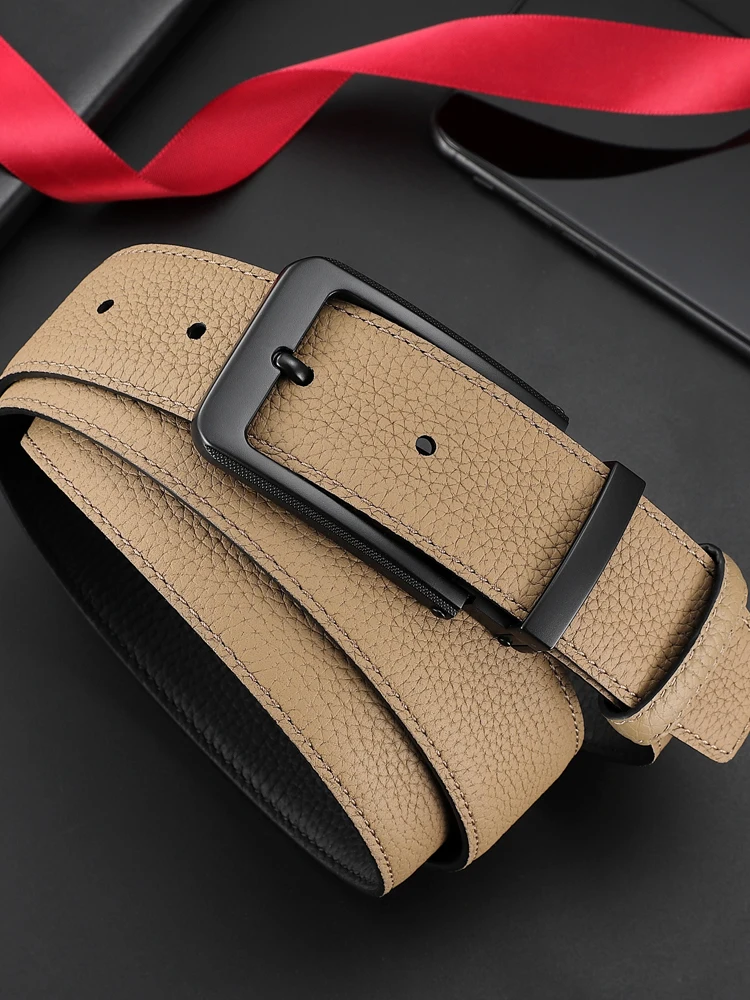 本物のトップレイヤー牛革ベルトメンズカジュアルファッションベルト合金ニードルバックルウエストベルト若者と中年男性向け