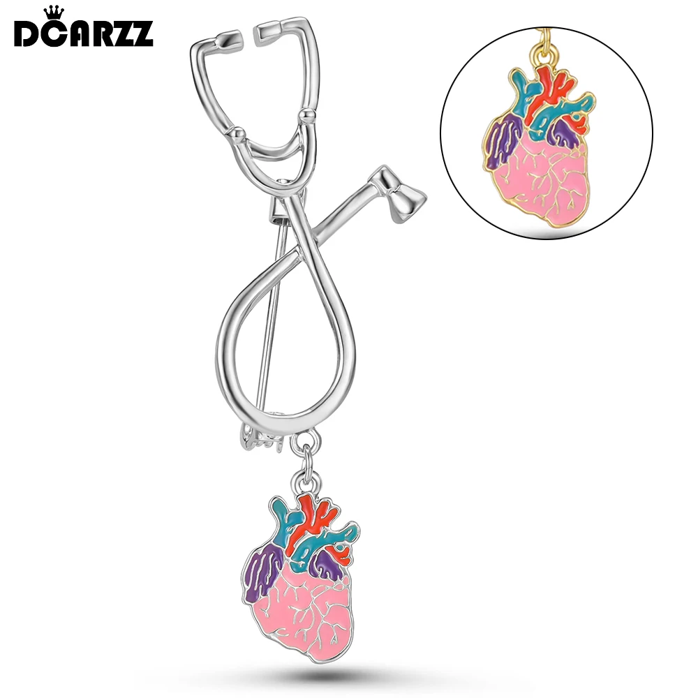 DCARZZ Enamel Heart Charm Brooch Medical Cardiology Backpack Lapel Hat Pins Badge Anatomy Jewelry for Cardiologist Doctor Nurse