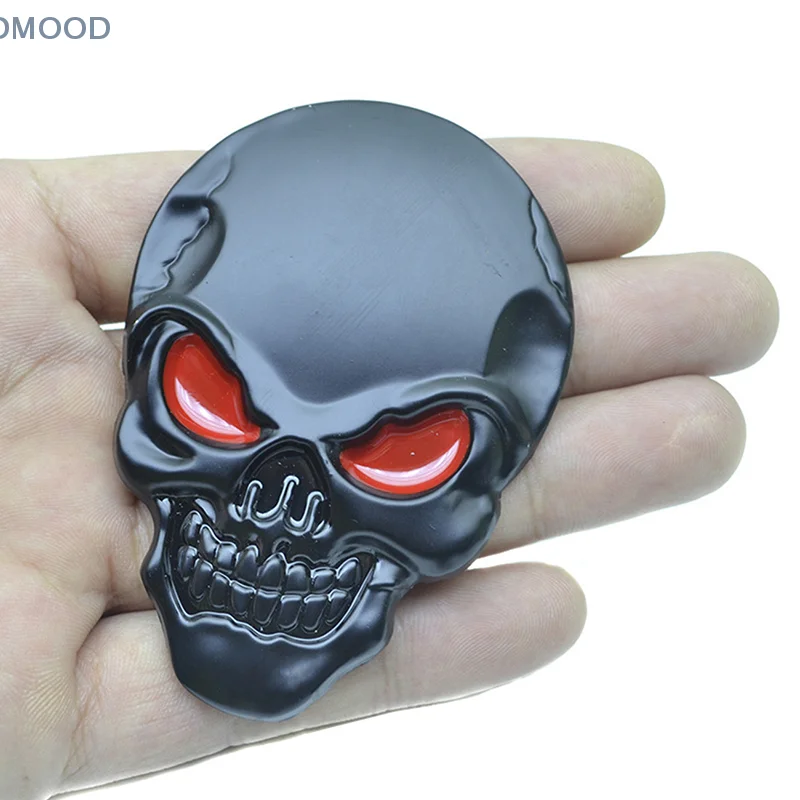 1 PC Black Skull Skeleton Head Skull 3D Metal Car Body Sticker Auto Rear Emblem Badge Decoration 5*3.5CM Автомобильная Наклейка