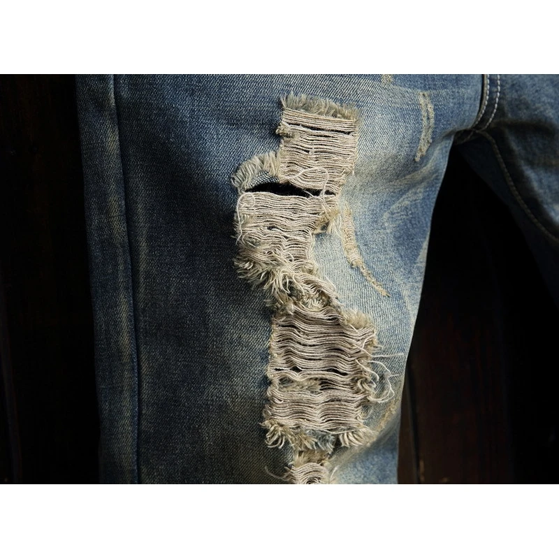 

Мужские джинсы Slim Fit прямого кроя, модные повседневные джинсовые брюки из хлопка с застежкой-молнией на талии, молодежные, весенний сезон