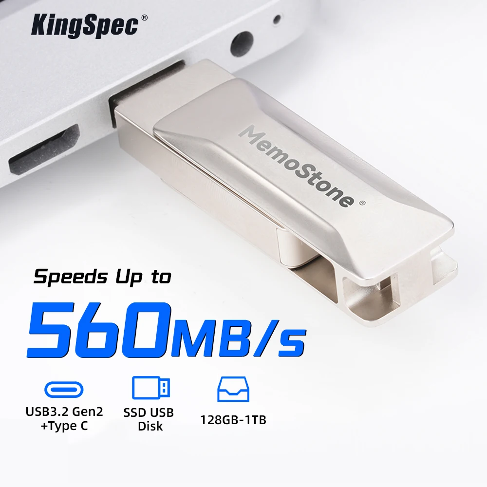 Imagem -03 - Kingspec-pen Drive Ssd Portátil Usb 3.2 Gen tipo c Pen Drive 560 Mbps 500gb 256gb 512gb 500gb para Telefones Laptop pc