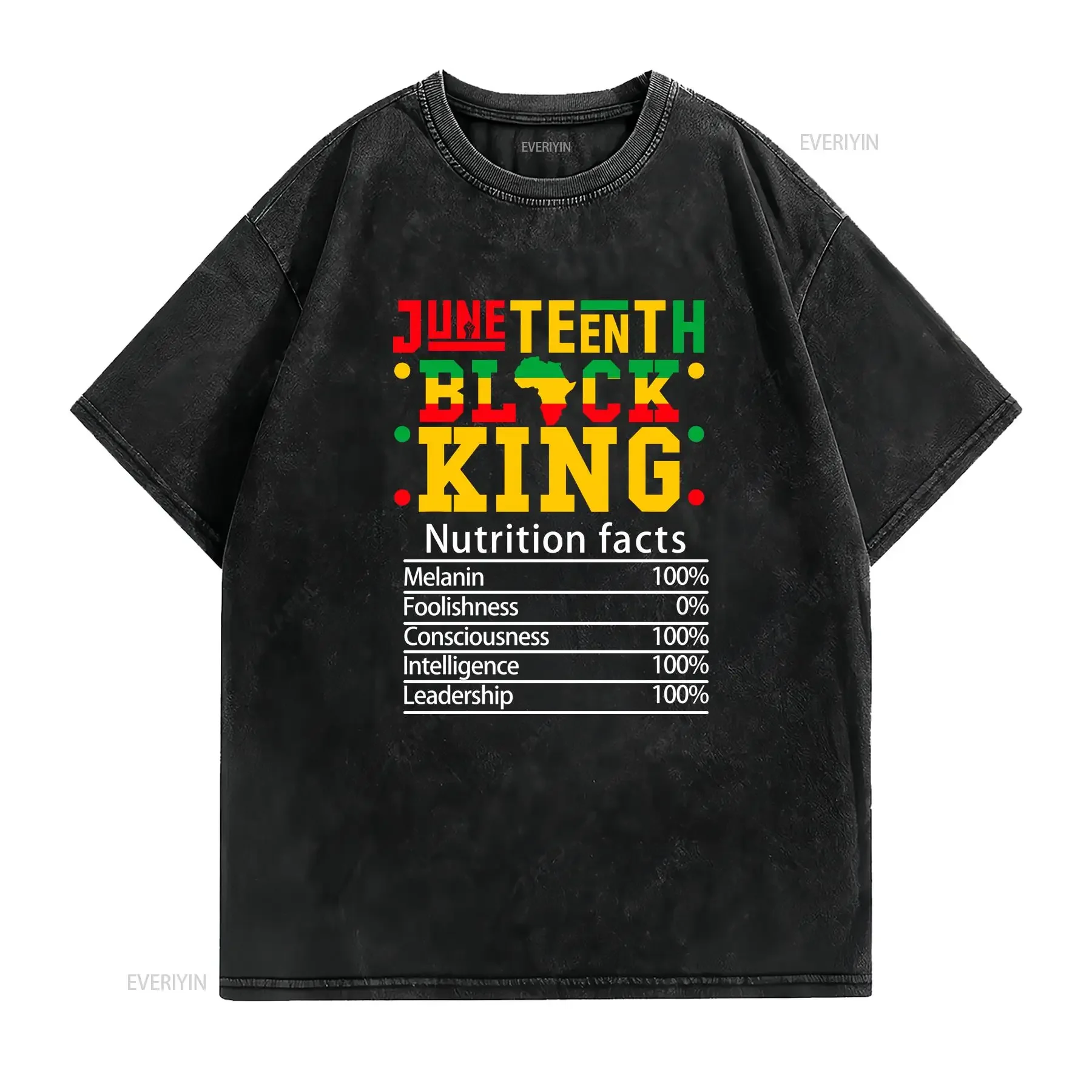 Juneteenth Black King Ingredients T Shirt Jersey Vibes Only Step into vintage Washed fashion Slightly Unisex Soft Breathable