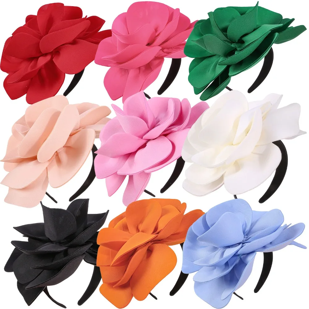 

Korean Fashion Fabric Camellia Headband Luxury Party Wedding Exaggerated Hairband for Hair Accessories for Girls Women