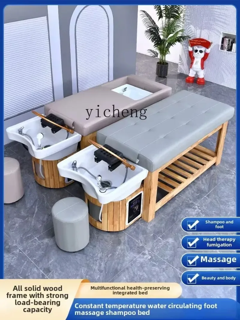

MR-16 Hair Salon Solid Wood Shampoo Bed Beauty Salon Hair Salon Caierdian Ceramic Basin Head Treatment Bed