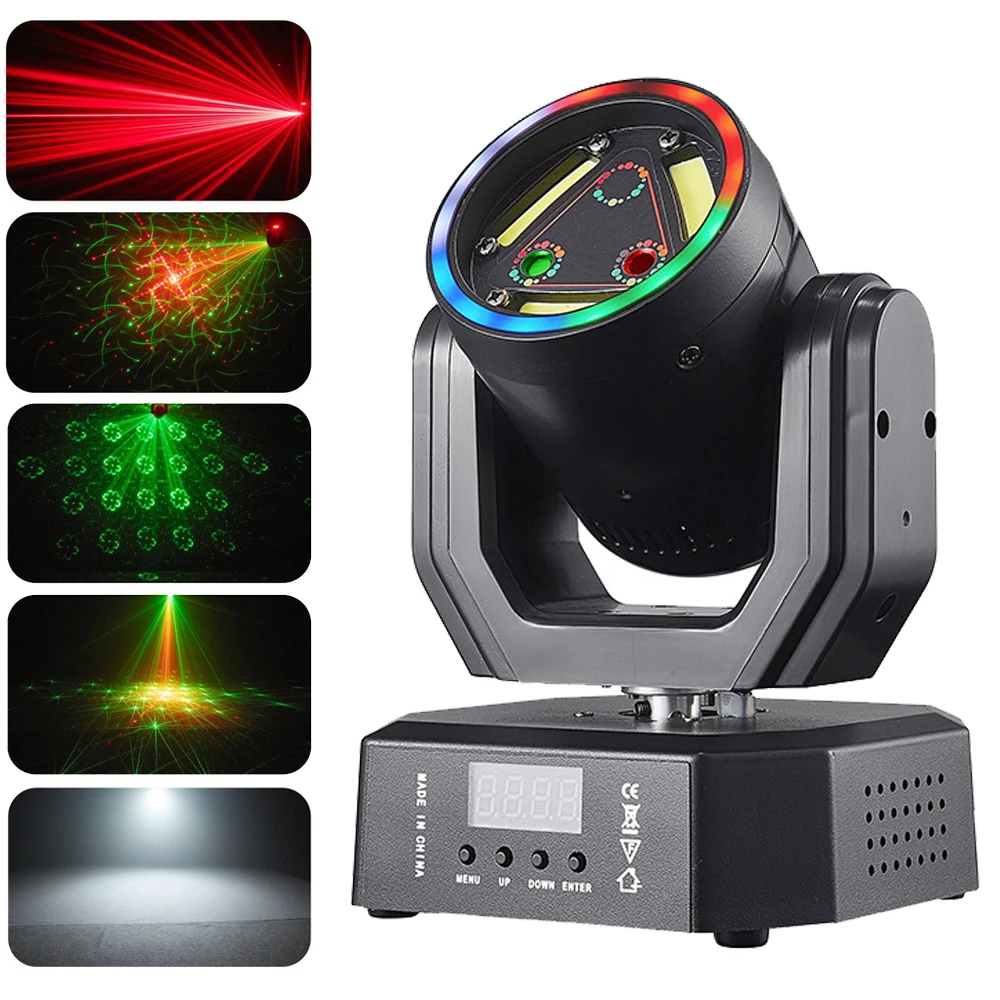 Mini LED Moving Head Lights 3IN1 Effect LED Stage Strobe Lights DJ Lazer Lights with LED Strip for Disco Party Wedding Holiday