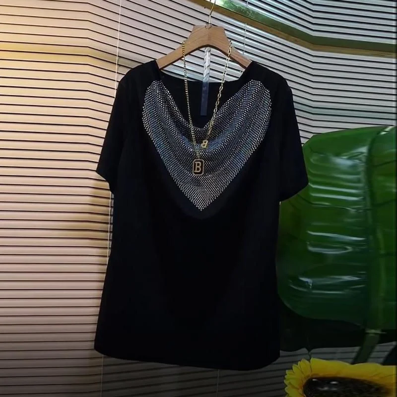 

plus Size 300 Pou Trendy ort Sve T-irt Women's Summer Loose Faionable Versatile Large Size Sli Top