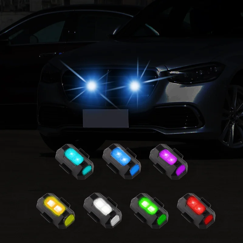 LED Strobe Warning Light Motorcycle Mini Safety Anti Collision Turn Signal Indicator 7 Color Drone Flash Lamp for Scooter Car