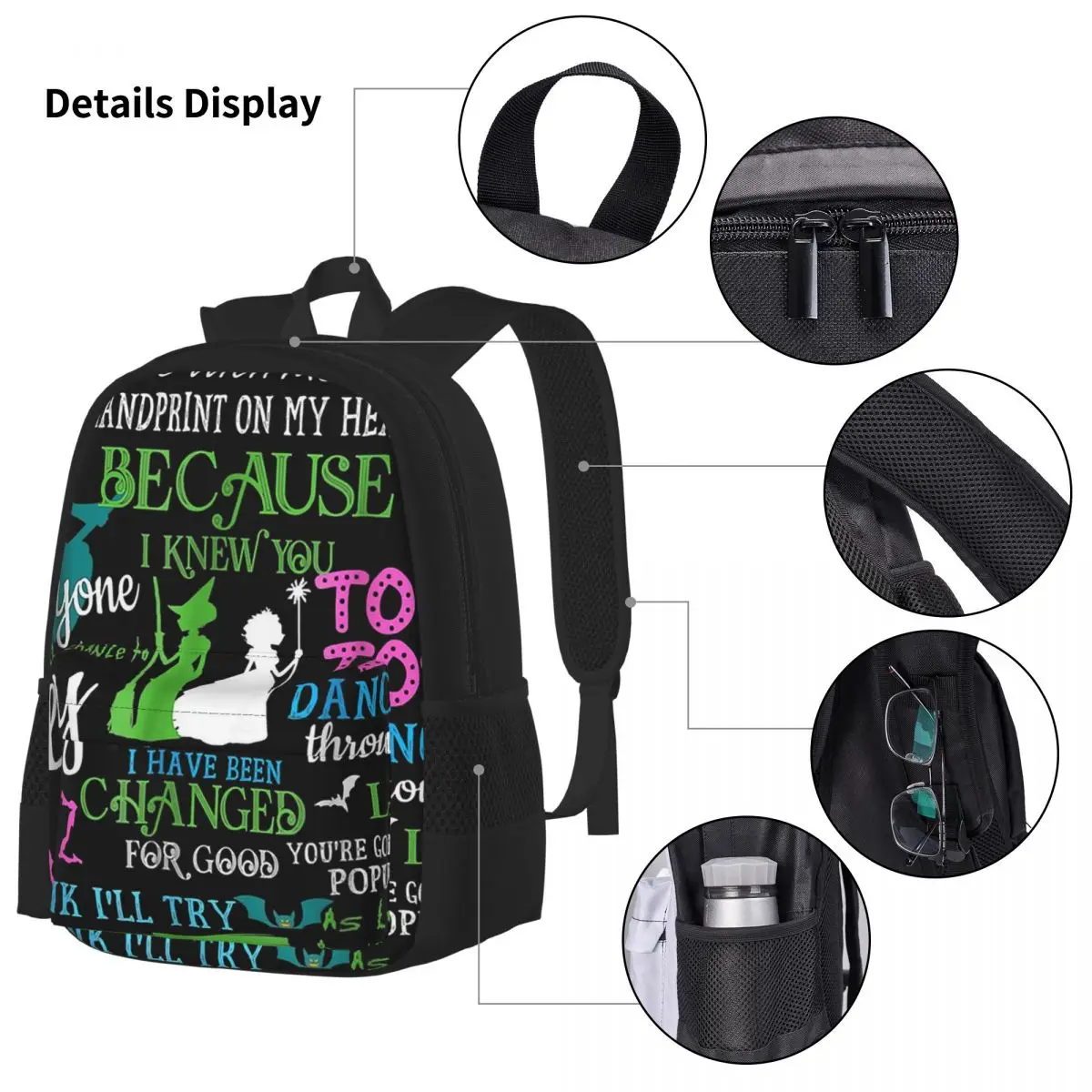 Mochila Musical Halloween para meninos e meninas, mochilas escolares para estudantes, mochila infantil, lancheira, saco de caneta, conjunto de 3 peças