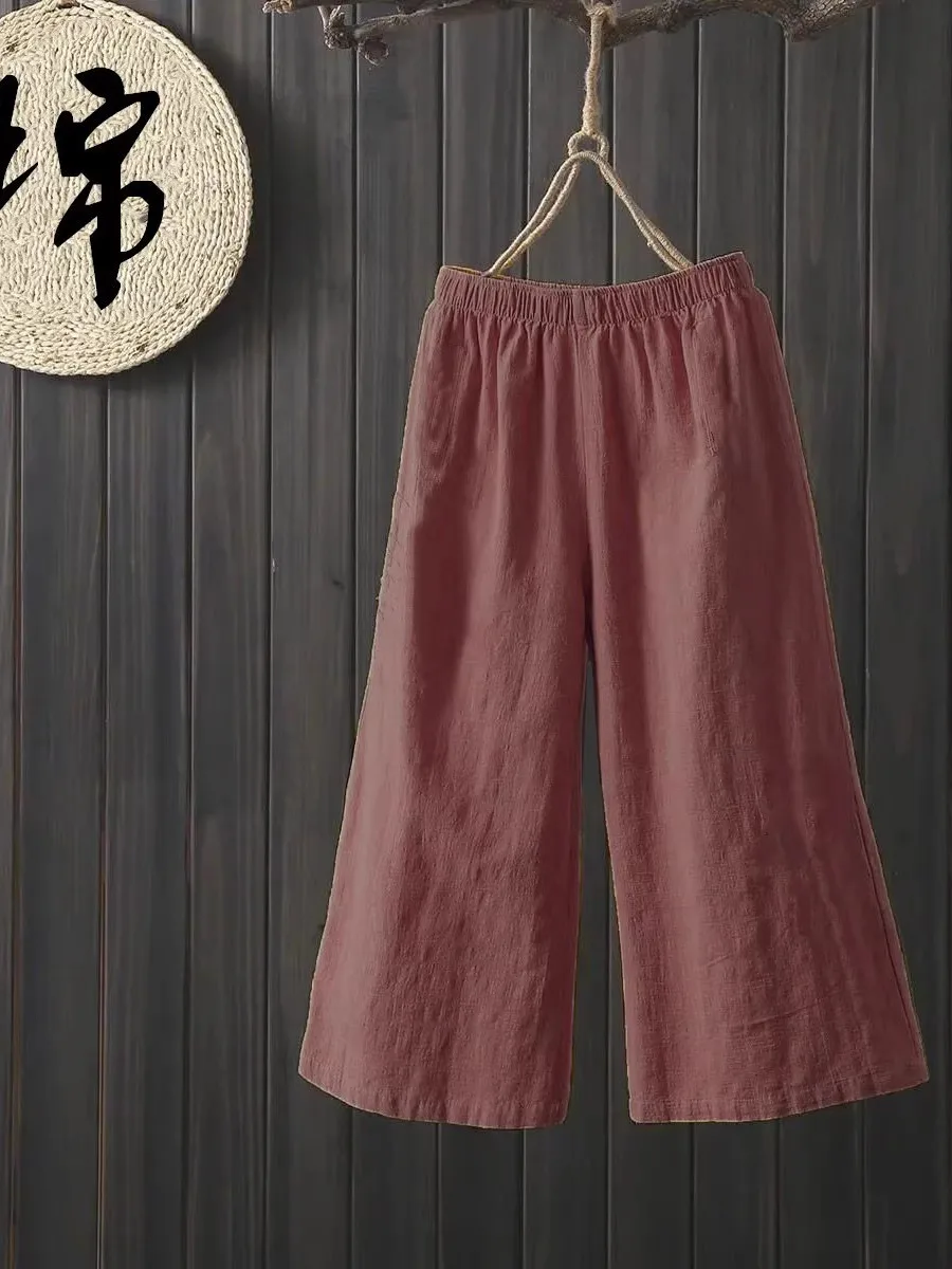 Calça legging fena de cintura alta, aodão, linho, verão, fina, corte reto, respirável, casual, ajuste confortável, calç...