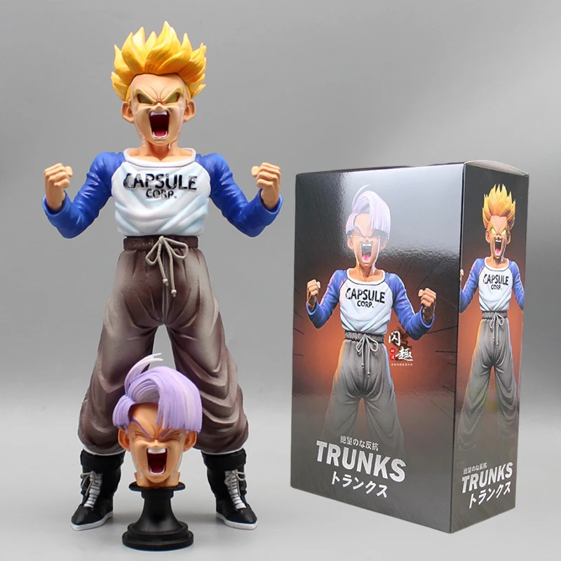 Figuras de acción de Dragon Ball Z Trunks para niños, juguetes de Anime DBZ, estatuilla de Manga con dos cabezas, modelo de adorno, regalo periférico