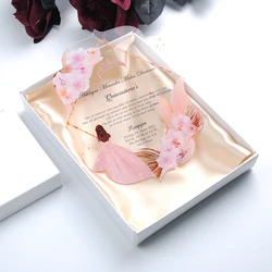 Acrylic Princess Shape Invitation Card for Girl, Sweet 15 Birthday Bar, Mitzvah Quinceanera, Clear Acrylic, Custom Print, 10Pcs