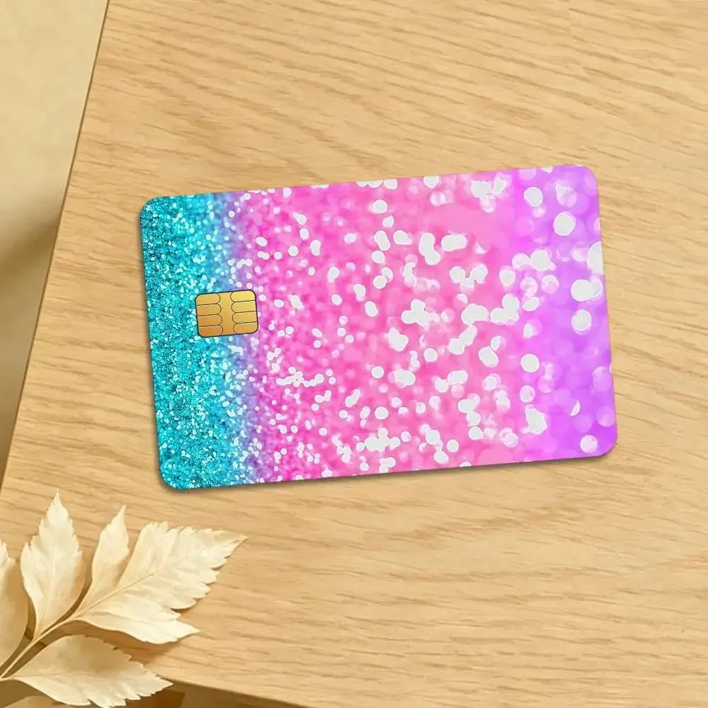 Bling Rhinestone 4Pcs Waterproof Scratch Resistant Card Skin Stickers Fashion Decorative for Credit Debit Bank