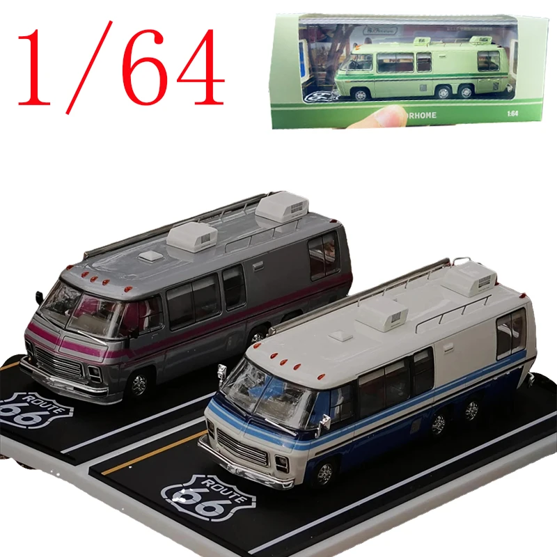 MK Miniaturas Diecast escala 1/64 GMC Motorhome RV modelo de carro resina GMC Motorhome modelo de carro de brinquedo coleção estática ornamento