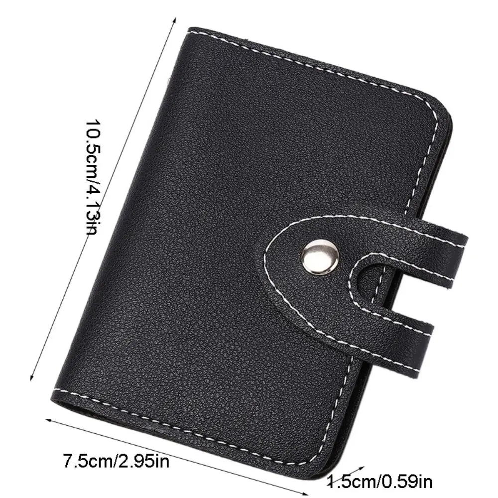 PU Couro Pocket Card Bag, cor sólida embreagem curta, Coin Purse, Titular do cartão de crédito, ao ar livre, 26 cartões, estilo coreano