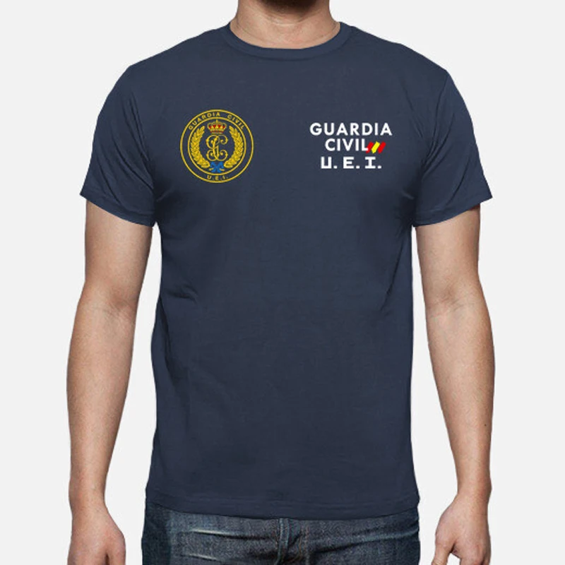 España Guardia Civil UEI Insignia Camiseta. 100% Algodón De Alta Calidad, Cuello Redondo Casual Top