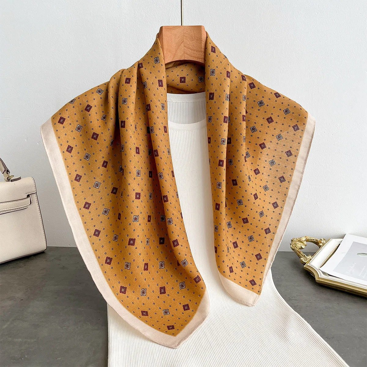 Spring and autumn new Paisley small square scarf for women 70 cotton and linen versatile small neck scarf shirt decoration scarf
