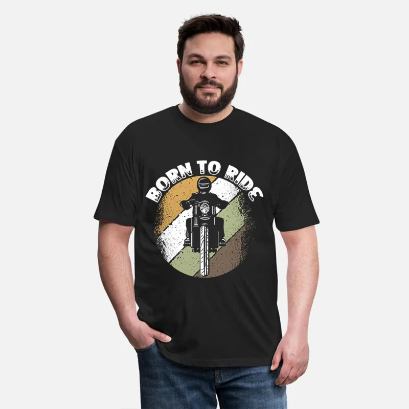 

Vintage BORN TO RIDE 0419 Retro Cafe Racer Gift T-Shirt for Racing bikers 100% cotton Motorcycle Graphic clothes All size Tops