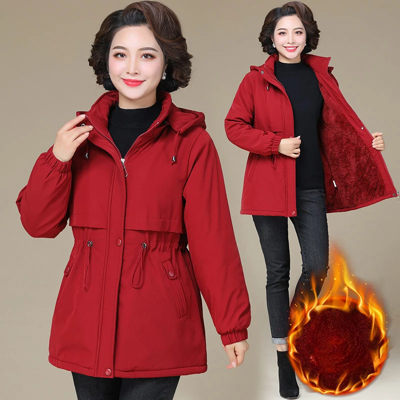 2024 Mid-length Hooded Parkas Oversized Women Casual Winter Thicken Cotton Padded Coats Snow Wear Windbreak Puffer Jacket L152