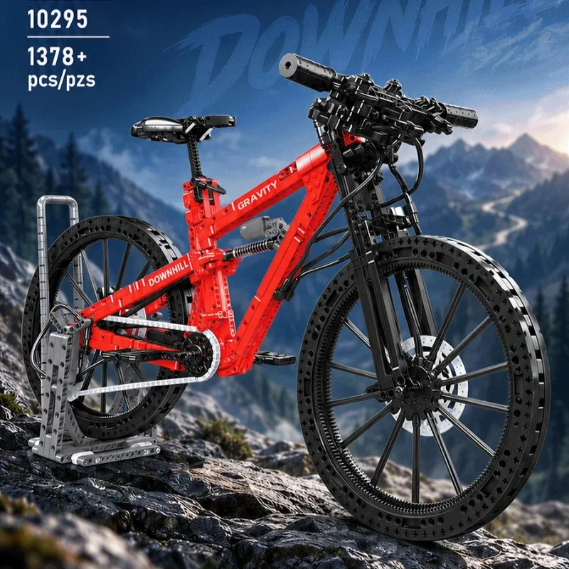 Mould king 10295 Heavy Duty Downhill Mountain Bike Puzzle Assembly Building Block Toy Model with Dual Shock Absorbers 1378pcs