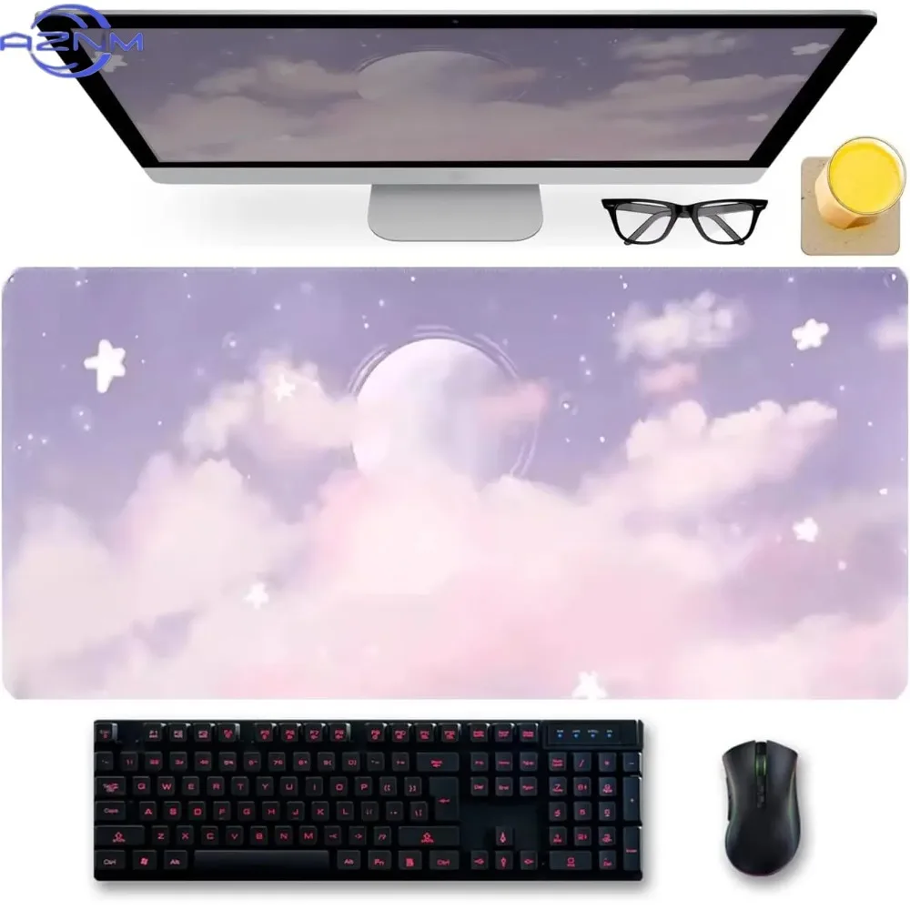 Tapete de rato de paisagem, padrão de desenho animado grande, teclado de computador, almofada macia de lockedge de notebook, fun