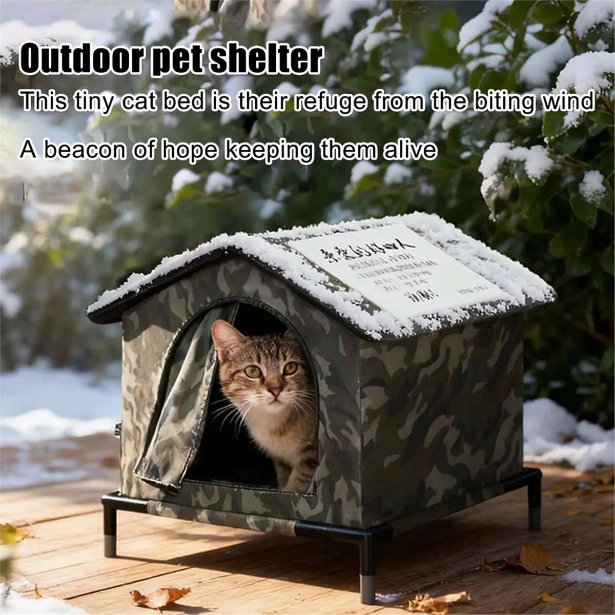 Outdoor Cat House Winter Insulated Pet Shelter Pet Thermal Shelter for Patio Camping Beach Balcony Outdoor Garden L