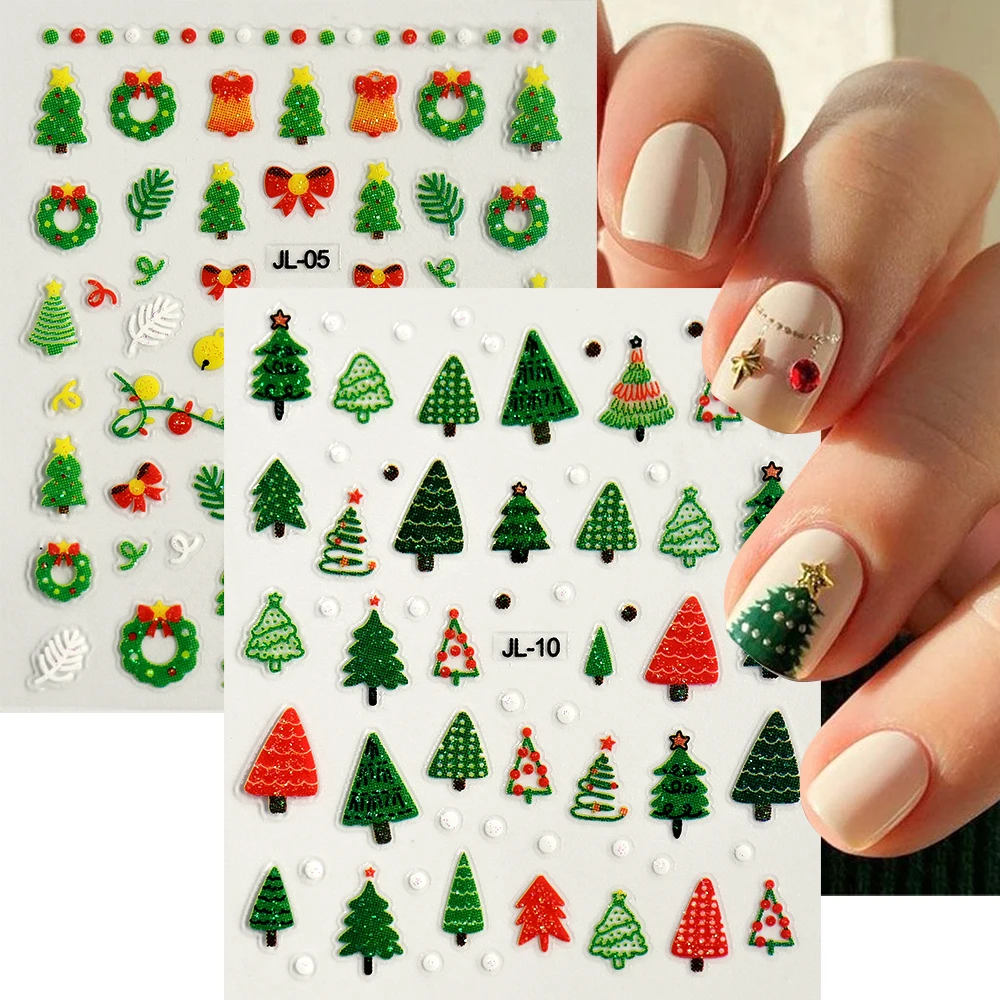 ﻿ 30 قطعة/المجموعة لطيف عيد الميلاد 3D ملصقات الأظافر الملونة الغزلان سانتا كلوز شجرة عيد الميلاد هولي مسمار الشارات DIY السنة الجديدة مسمار ديكور أطقم ﻿ ﻿