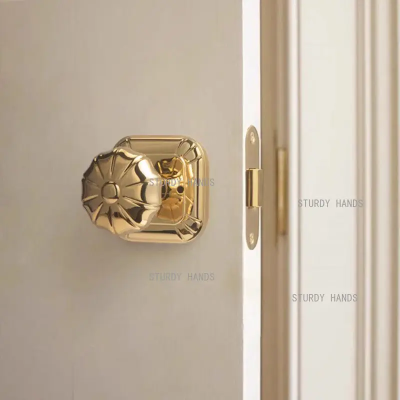 

1 set of French style shiny silver gold pumpkin light luxury silent door lock bathroom bedroom door ball lock