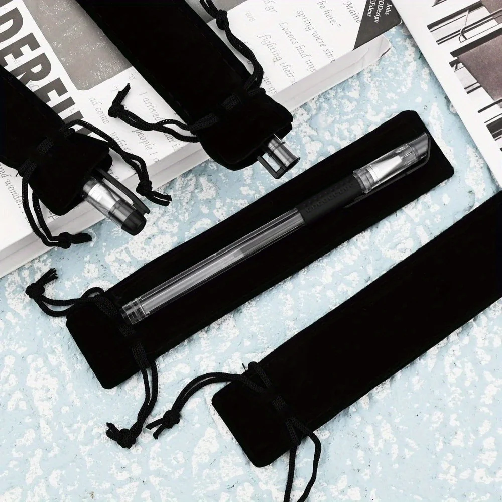 50pcs Velvet Pen Bags - Single Pen Sleeve with Drawstring Closure Gift Bags, Elegant Suede Pen Cases Suitable for Ballpoint Pens