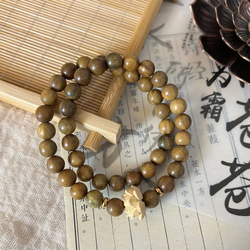 Genuine Goods Natural Guajacwood Wooden Bracelet Female SandalwoodStudent Pliable Temperament Buddha Beads Male Amu