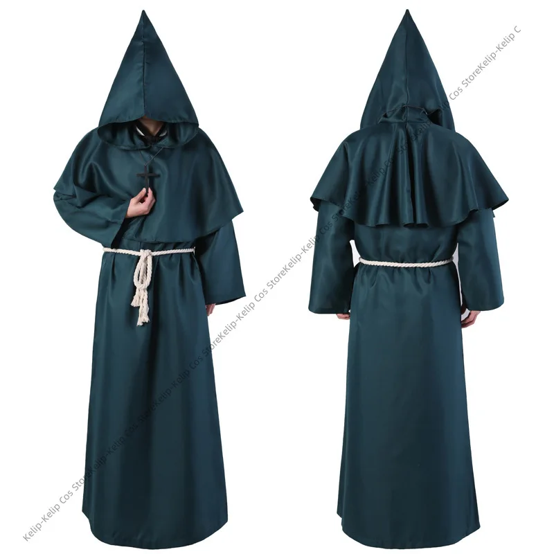 Хэллоуин Cos костюм древний костюм средневековая одежда монаха халат монаха одежда волшебника одежда священника